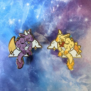 Sun and Moon Dragon Enamel Pins