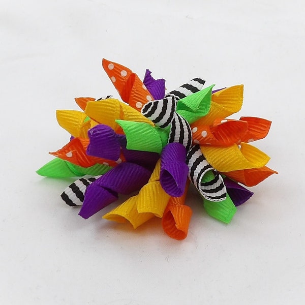 Halloween Korker Bow, Halloween Party Bow, Halloween Hair Bow, Small Korker Bow, Large Korker Bow, Pigtails, Colorful Halloween Bow, Curly