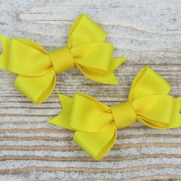 Yellow Pinwheel Bow, Non Slip Bow, Infant Hair Bow, Baby Hair Bow, Yellow Hair Bow, Small Yellow Bow, Easter Hair Bow, Toddler Hair Bow