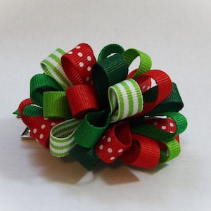 Christmas Loopy Bow, Custom Hair Bow, Hair Bow for Girls, Hair Bow for Christmas, Bow for Christmas Present, Bow for Christmas Home Decor