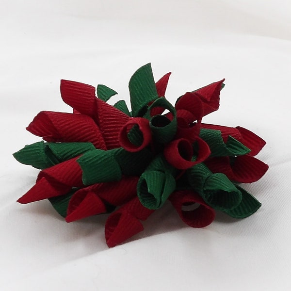 Cranberry & Forest Green, Christmas Hair Bow, Korker Pigtail Bows, Small Korker Bow, Large Korker Bow, Cranberry Red Bow, Dark Green Bow