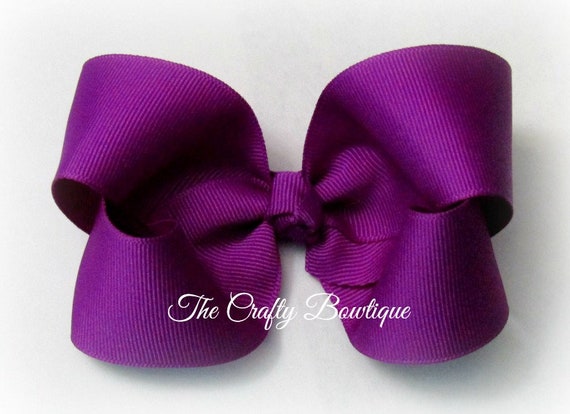 5” Hot Pink\Grape Dot Korker Hair Bows Handmade