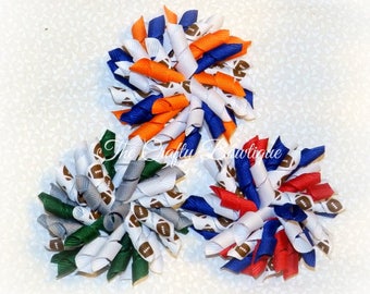 CUSTOM Football Korker Bow, Choose Colors & Size, Headband or Clip, Your Team Colors