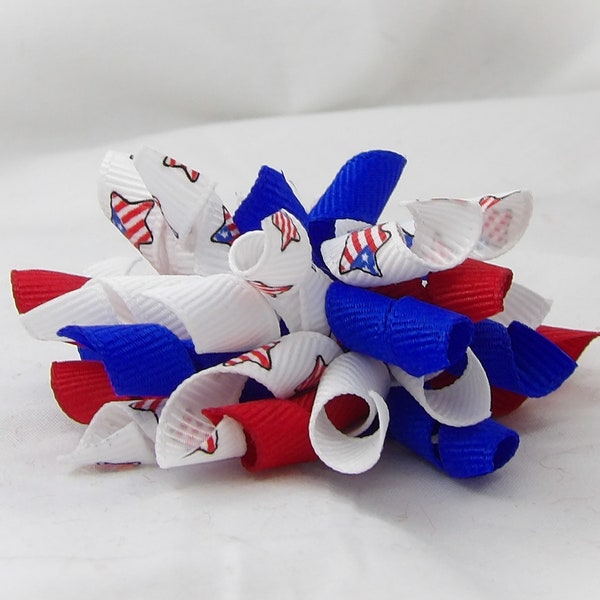 Patriotic Stars Korker Bow, Red White & Blue, Small Korker Bow, Large Korker Bow, Korker Pigtails, 4th of July Bow, Independence Day Bow