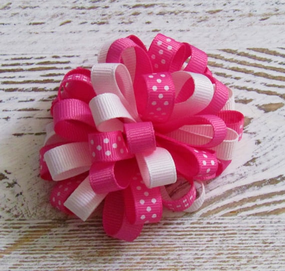 5” Hot Pink\Grape Dot Korker Hair Bows Handmade