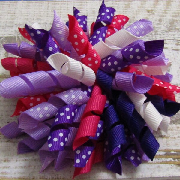 Pink & Purple Bow, Korker Bow, Pigtails, Polka Dot, Large Korker Bow, Small Korker Bow, Corkscrew, Custom Korker Bow, Cheer Bow, School Bow