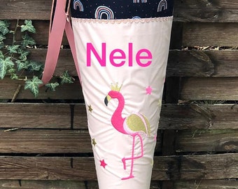 Schultüte Flamingo, Zuckertüte Mädchen, Flamingo, Papprohling 80 cm hoch