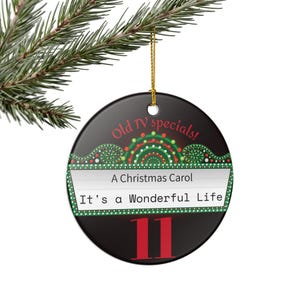Vintage TV Holiday Ornament, Christmas Decor, Gift for Movie Lovers, Home Decoration, Retro Themed Ornament, Festive Keepsake