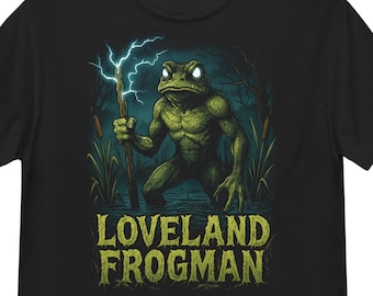Loveland Frogman Cryptid T-Shirt | Ohio Legend Graphic Tee | Paranormal Monster Shirt | Urban Legend Bigfoot Style Tee