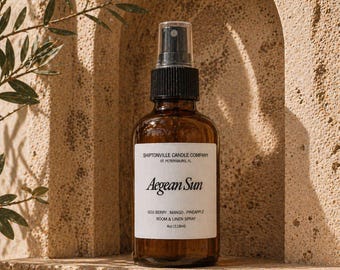 Aegean Sun Spray per ambienti 120 ml / Rinfrescante rapido per stanze, auto, cucce per cani, bagni, spray serale per cuscini