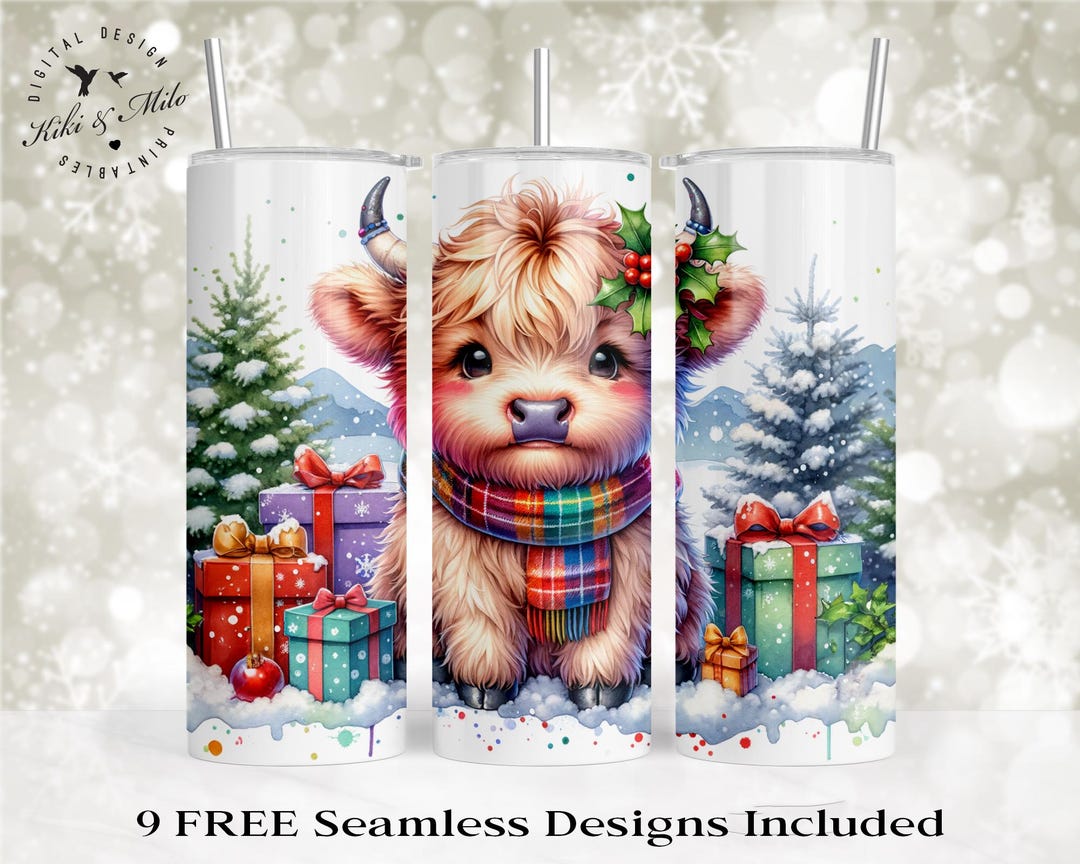 Cute Baby Highland Cow 20 Oz Skinny Tumbler Sublimation Design Digital ...