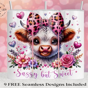 Sassy But Sweet Baby Highland Cow 20 oz Skinny Tumbler Sublimation Design Digital Download PNG Instant DIGITAL ONLY, Sassy Heifer Tumbler