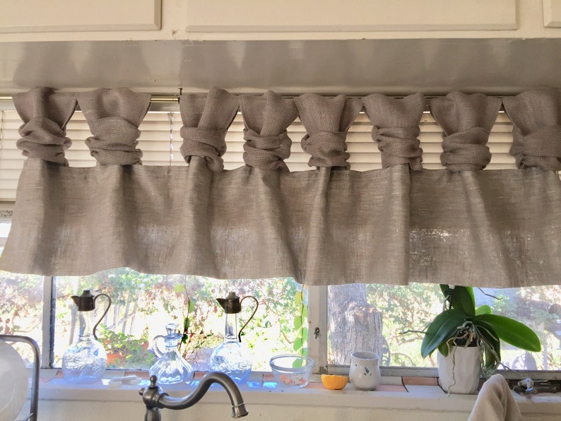 Valance Gray Linen 35w X 18l Etsy