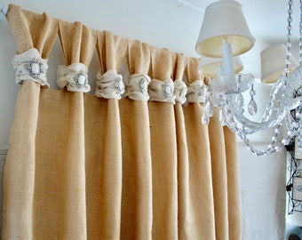 Natural Burlap Curtains 30"W to 45"W-Jewelry Decor
