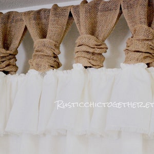 White Linen Ruffles Curtain-Burlap