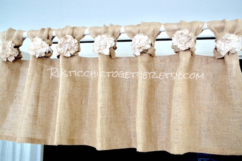 Valance Curtains in Natural Burlap Handmade Tea Stain Fabric | Etsy