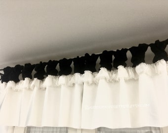 On Sale Valance in Off White Linen Black Tabs