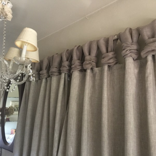 Linen  Curtain - Ash Gray Burlap - Wide Ruched Tabs