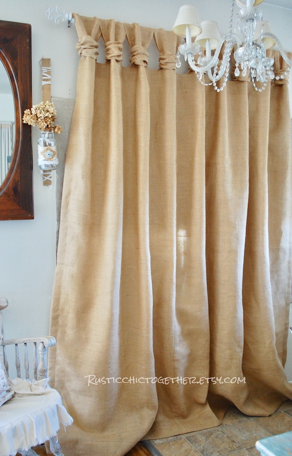 Burlap Curtains Wide Ruched Tabs Etsy