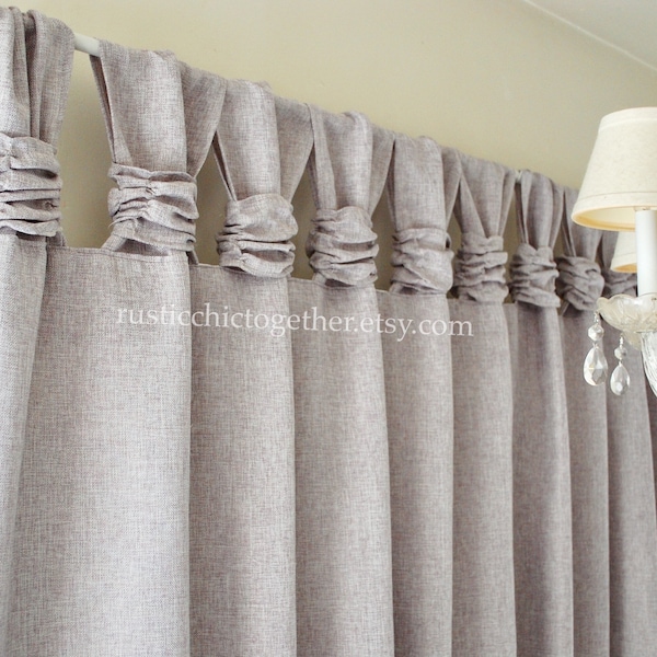 Curtain-Wide Ruched Tabs, Vintage Linen, Gray Color