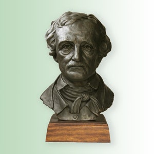 Bust of Edgar Allan Poe in bronze resin. Edition of 50.