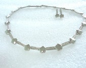 Vintage Stainless Steel Choker / Necklace with Earrings