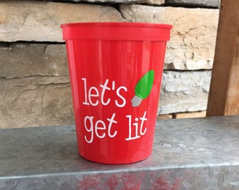 Christmas Party Cups; Reusable 16oz stadium cups; Personalized Christmas Cups