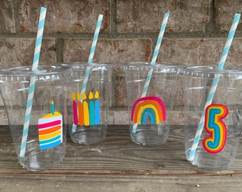 RAINBOW disposable party cups