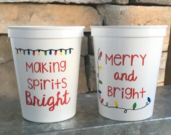 Christmas Party Cups; Reusable 16oz stadium cups; Personalized Christmas Cups