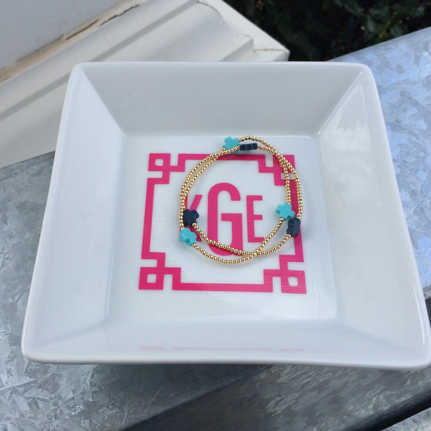 Large Square Monogrammed Jewelry Dish Perfect for bracelets Etsy