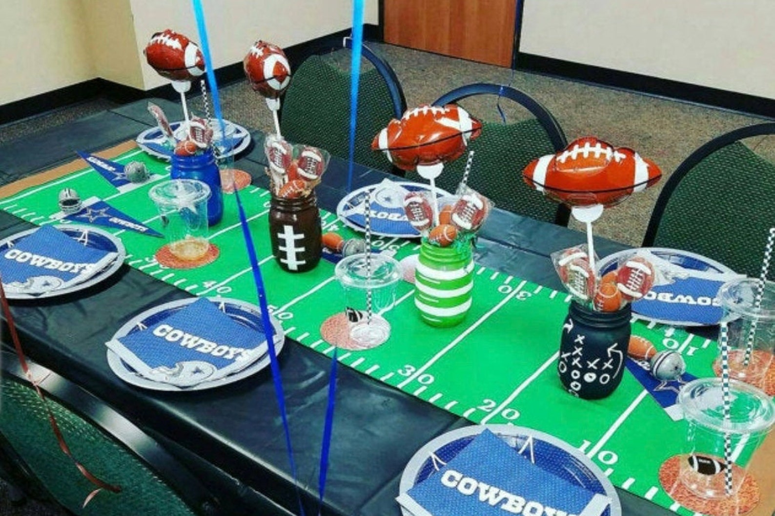 Football Party Cups with lids and straws 16oz and 12oz Etsy
