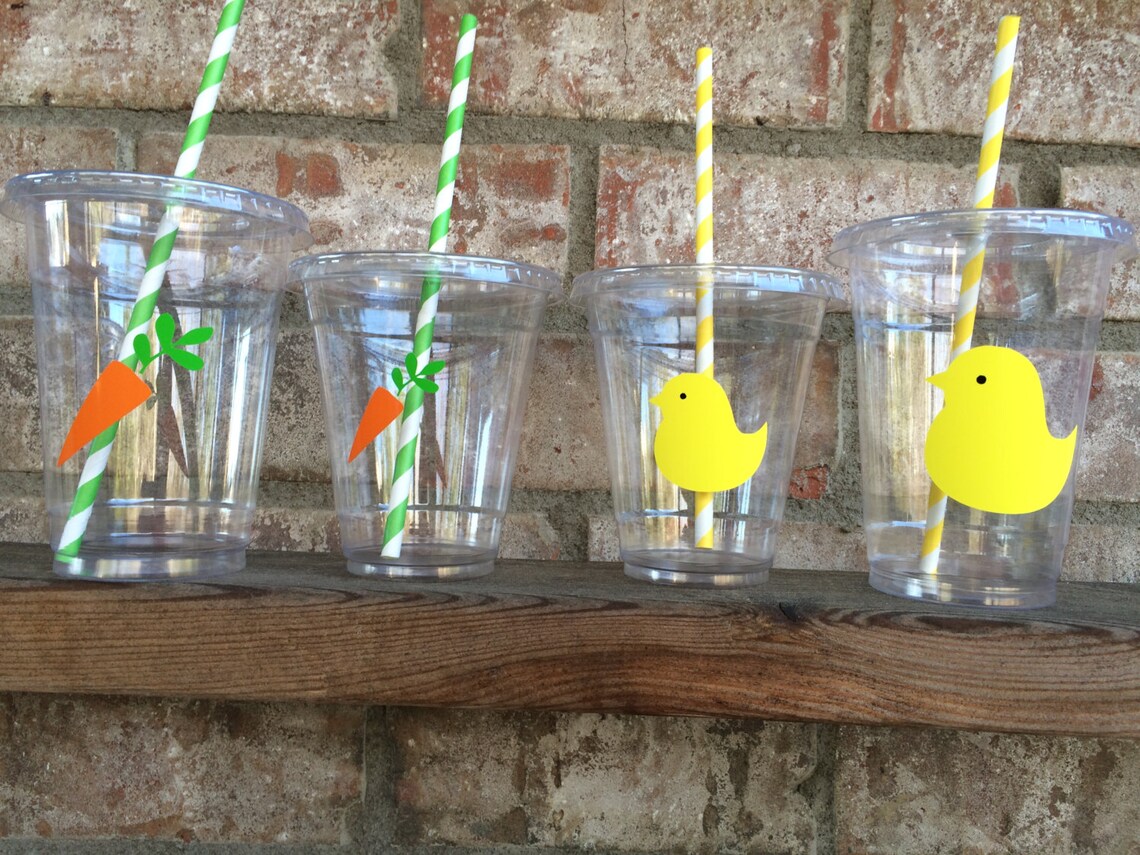 Easter Party Cups with lids and straws 16oz and 12oz Etsy