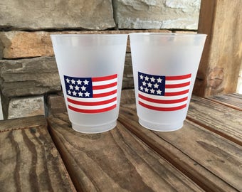 AMERICAN FLAG shatterproof frosted cups