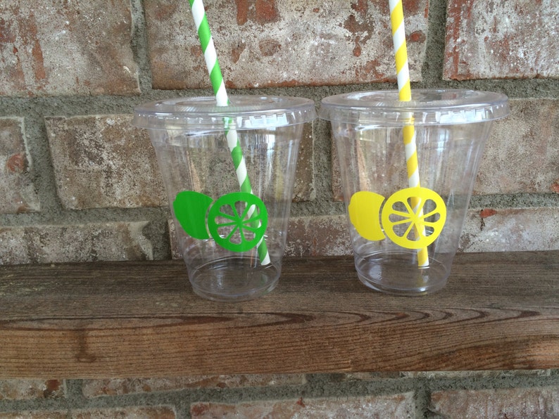 Lemon/Lime Lemonade Stand Party Cups with lids and straws Etsy