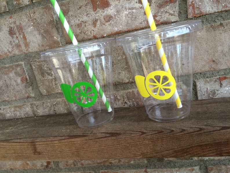 Lemon/Lime Lemonade Stand Party Cups with lids and straws Etsy