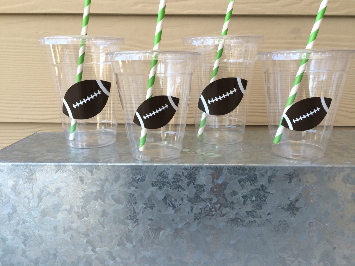 Football Party Cups With Lids and Straws 16oz and 12oz Etsy