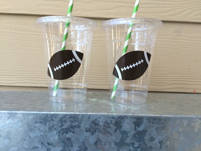 Football Party Cups With Lids and Straws 16oz and 12oz Etsy