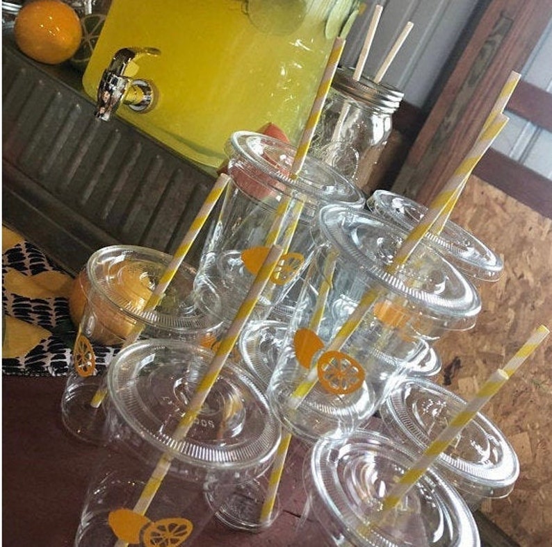 Lemon/Lime Lemonade Stand Party Cups with lids and straws Etsy