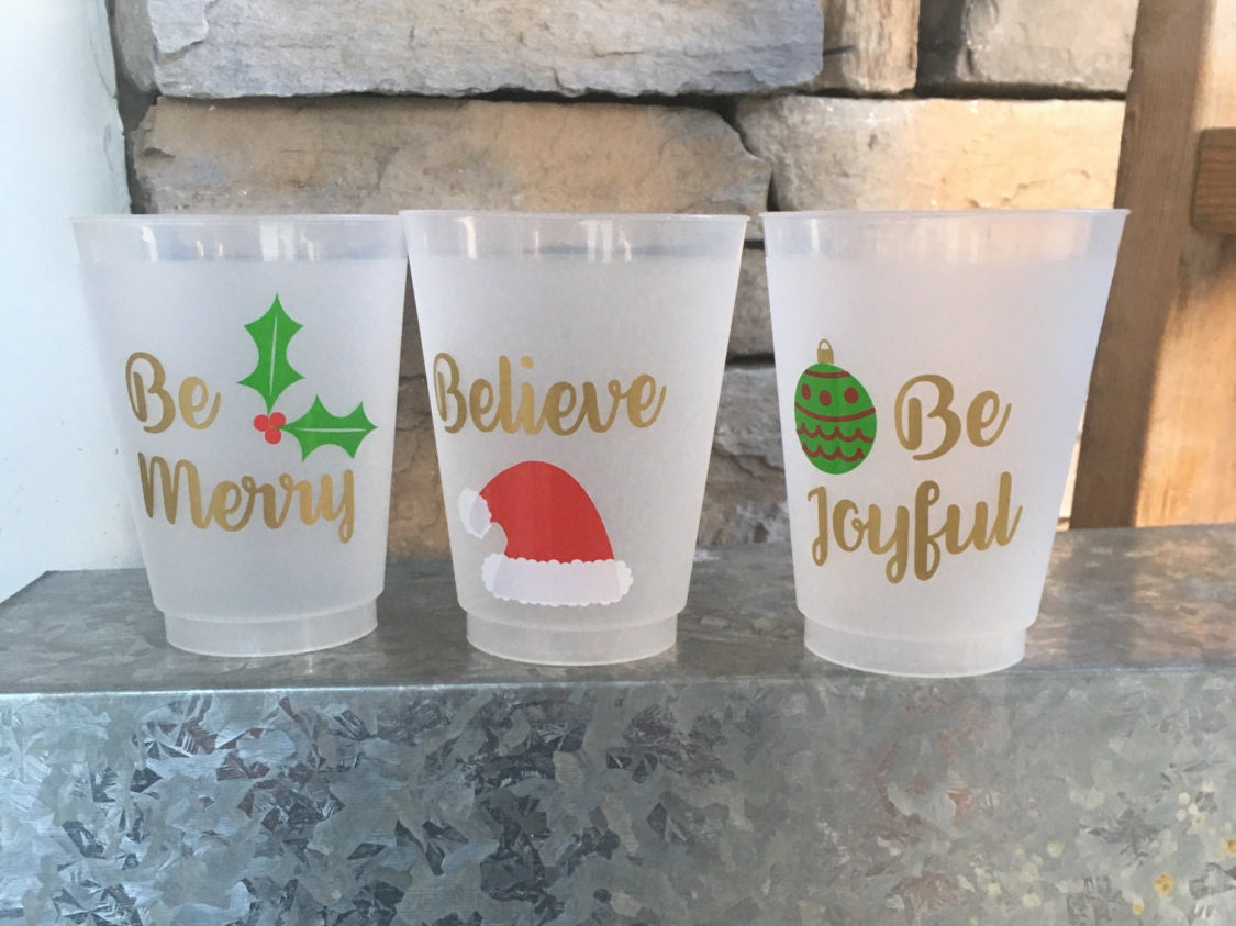 Happy Holidays Frosted Plastic Cups, Christmas Holiday Cups, Holiday Party Plastic  Cup for Beer, Christmas Party Favors, Christmas Cup 125 