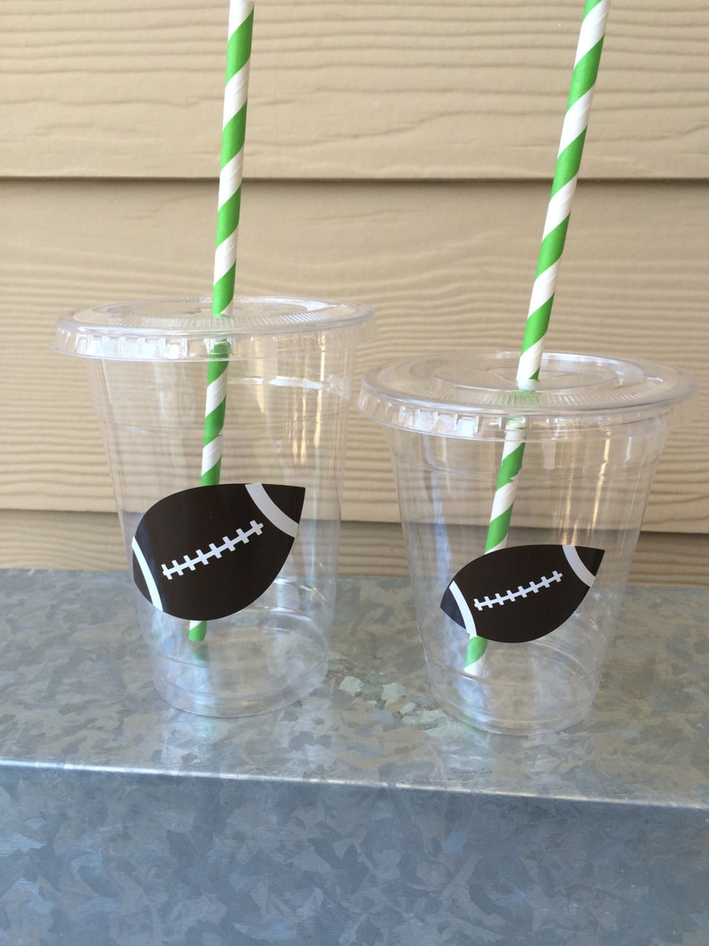 Football Party Cups With Lids and Straws 16oz and 12oz Etsy