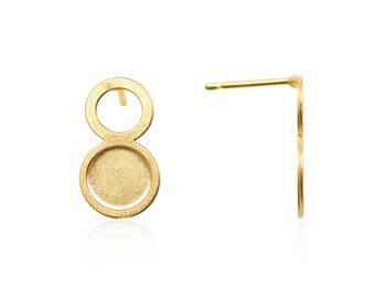Circle Earring Blanks, 1 Pair, Cabochon Setting Stud, Round Earring, Bezel Blank Studs, Resin Glass Dome, Blank Post Earrings