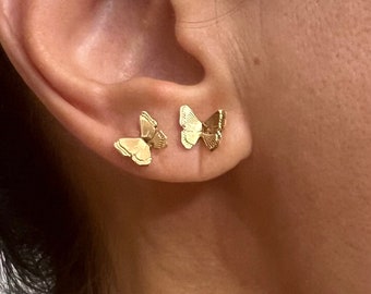 Tiny Gold Butterfly Earrings, Butterfly Statement Studs