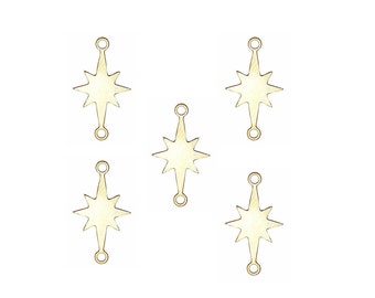 Star Charm, 5 PCS, Tiny Starburst Charm, Small Northern Star Charm, Compass Star Connector, Laser Cut Jewelry, Spark Charm, Gold Star