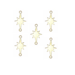 Star Charm, 5 PCS, Tiny Starburst Charm, Small Northern Star Charm, Compass Star Connector, Laser Cut Jewelry, Spark Charm, Gold Star