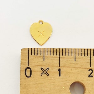 Tiny Gold Heart Pendant with Star engraving, 2 pcs, 6 mm, Gold Plated Pendant, Gold Heart Jewelry, Laser Cut Findings, Heart Charms