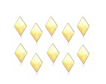10 Pcs Rhombus Charms, Raw Brass Diamond Shaped, No Holes Pendant, Geometric Pendant, Minimalist Jewelry, Laser Cut Jewelry, Wholesale Charm