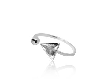Open Triangle Ring Adjustable Antique Silver Plated Brass - Etsy