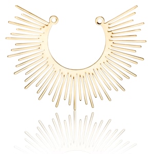 Art Deco Sun Pendant, 1Pc, Large Pendant, Gold Art Deco Fan, Jewelry Making, Laser Cut Pendant, Unique Jewelry Findings, Art Deco Jewelry