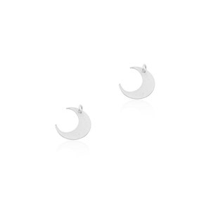 Silver Moon Charm, 2 Pcs, Silver Crescent Moon Charm, Tiny Moon Pendant, Silver Plated Charm, Crescent Moon Findings, Laser Cut Jewelry image 1