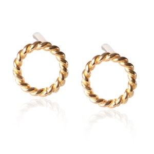 Gold Circle Wire Stud Earrings, Tiny Circle Earrings, Round Stud Earrings, Geometric Stud Earrings, Small Gold Stud Earrings